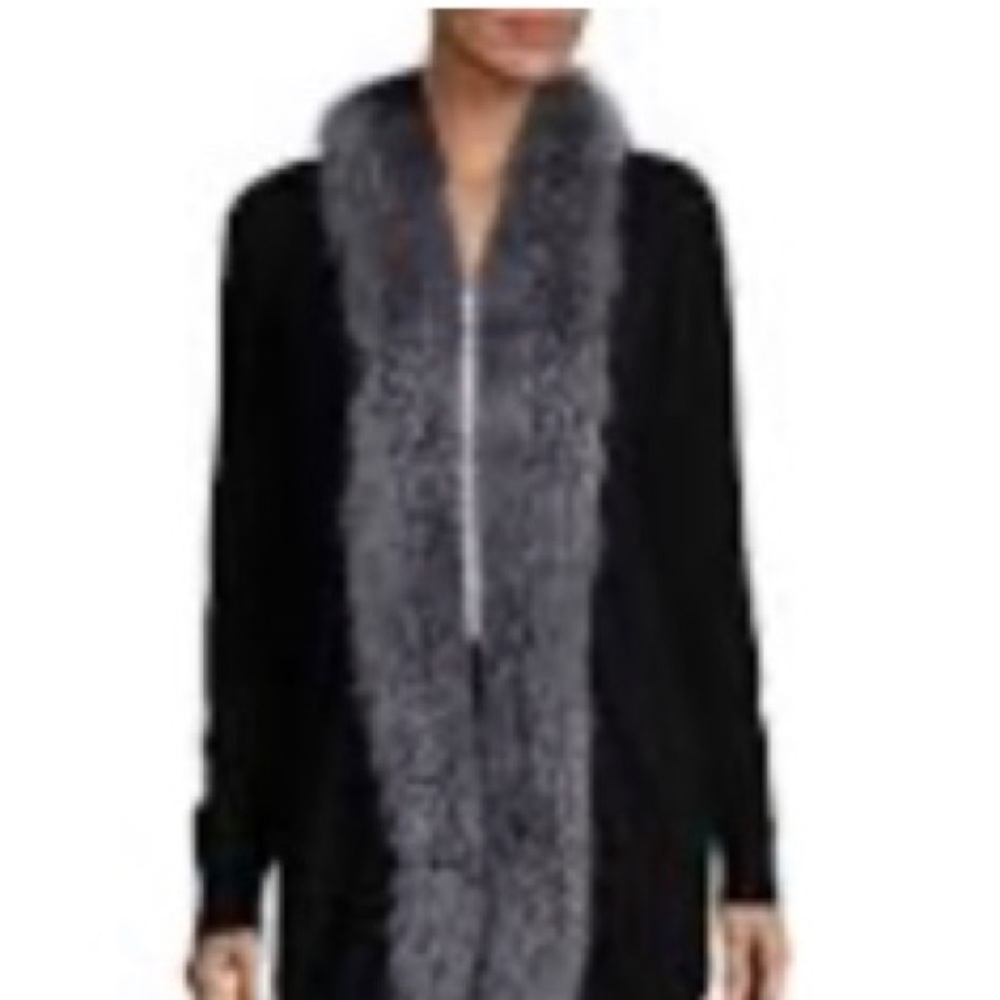 Saks Fifth Avenue Cashmere sweater with fur trim